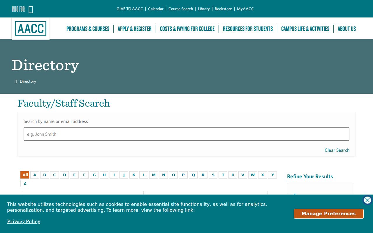 Arnold people directories AACC employee search